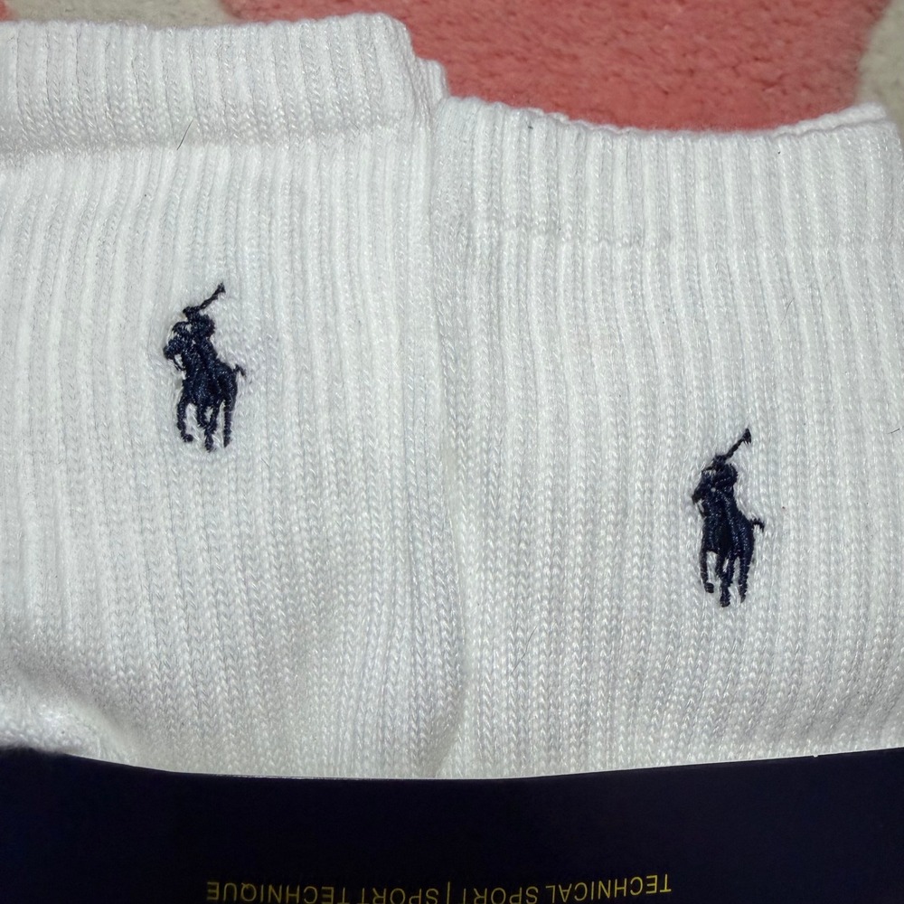 Polo Ralph Lauren 6 Pack White Technical Sport Crew Socks Mens Size 6-12.5 NEW - Picture 3 of 4